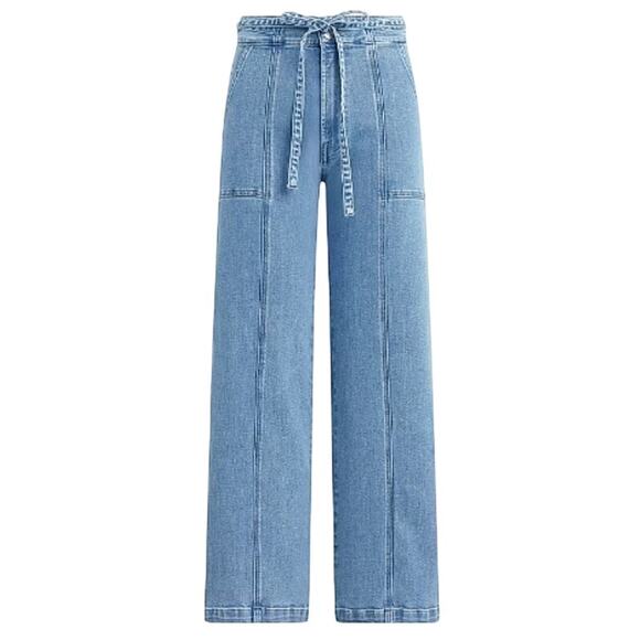 Hudson Jeans Denim - Hudson Los Angeles Womens Blue Wide Leg Belted Jeans 2/26